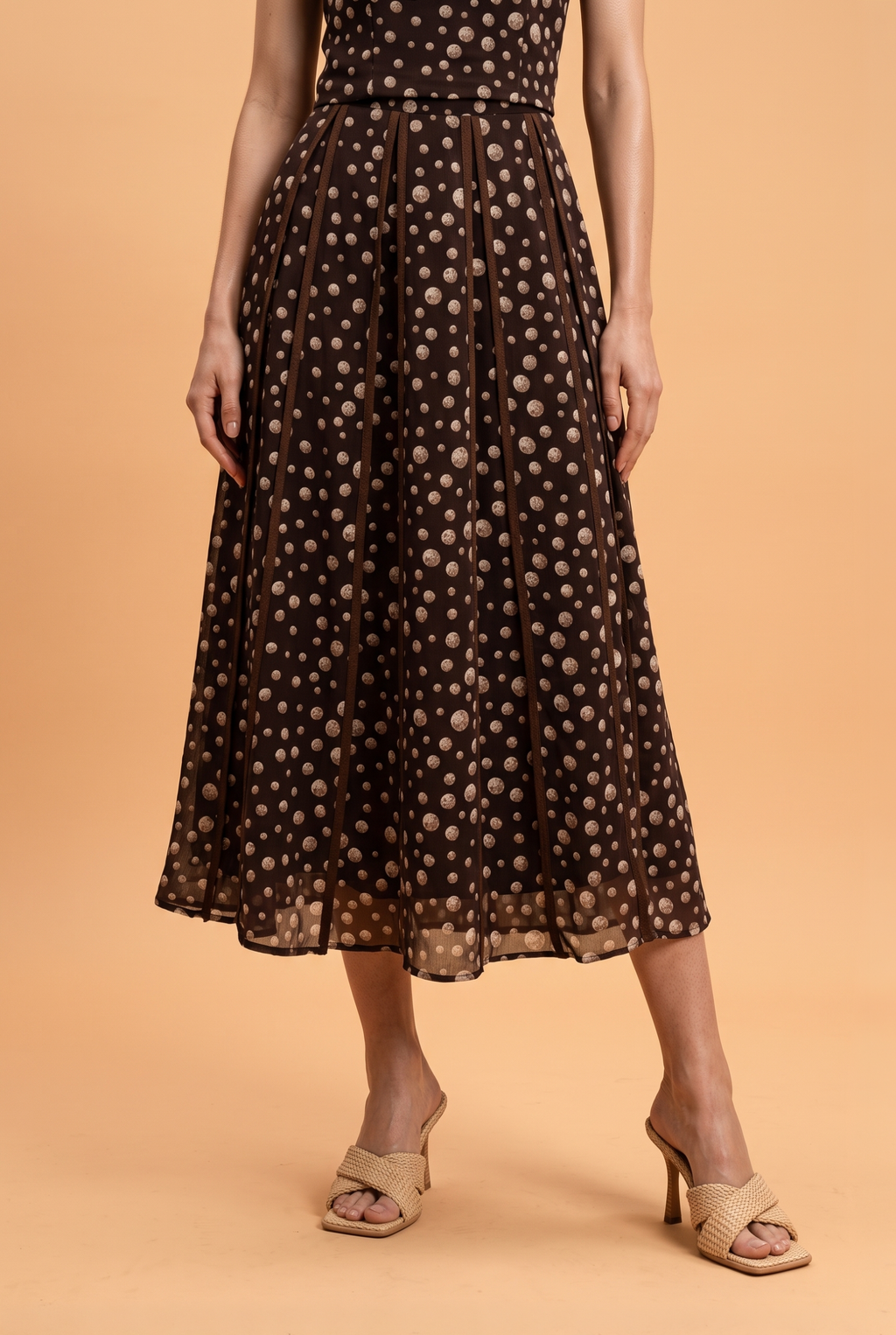 Polka Dot Maxi Skirt with Decorative Boning