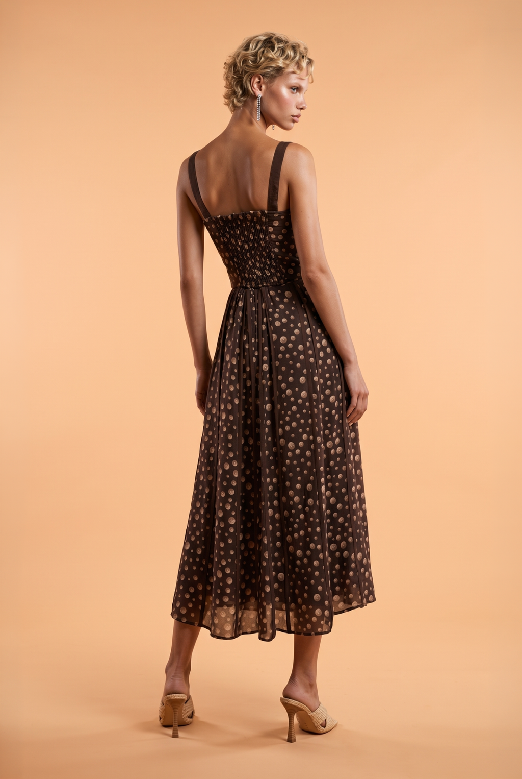Polka Dot Maxi Skirt with Decorative Boning