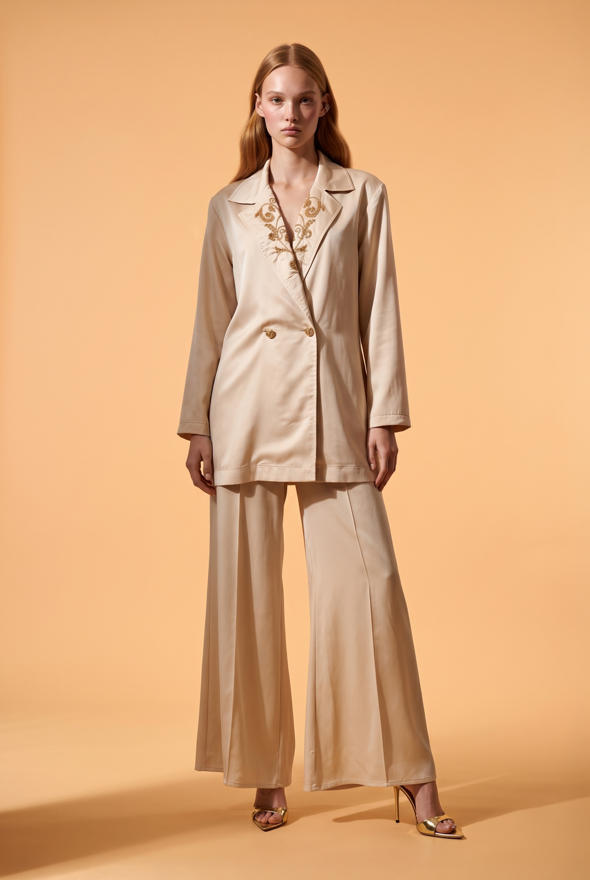 Wide-Leg Seam-Detail Trousers