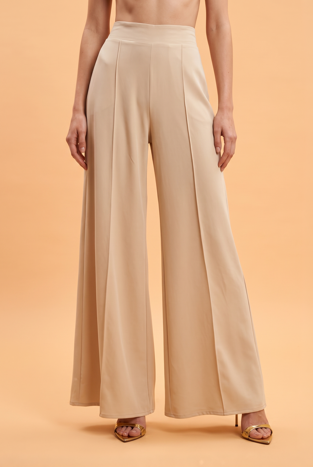 Wide-Leg Seam-Detail Trousers