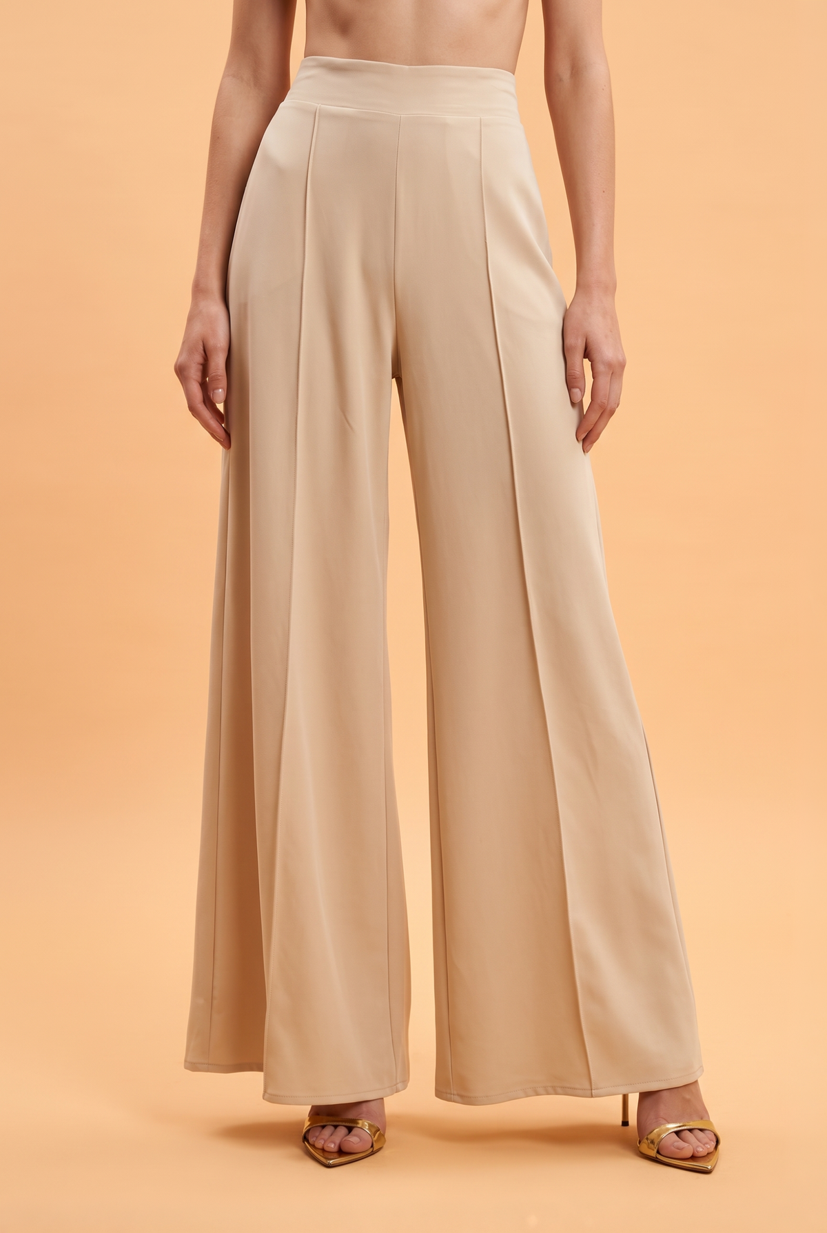 Wide-Leg Seam-Detail Trousers