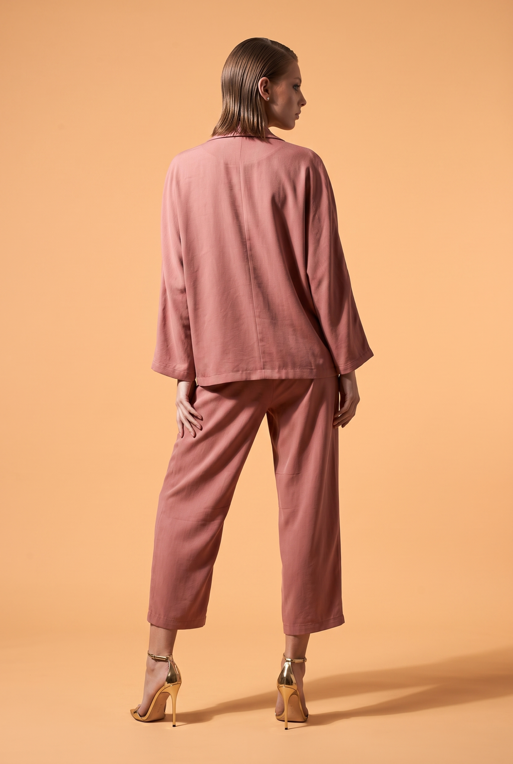 Elasticated Waist Straight-Leg Trousers