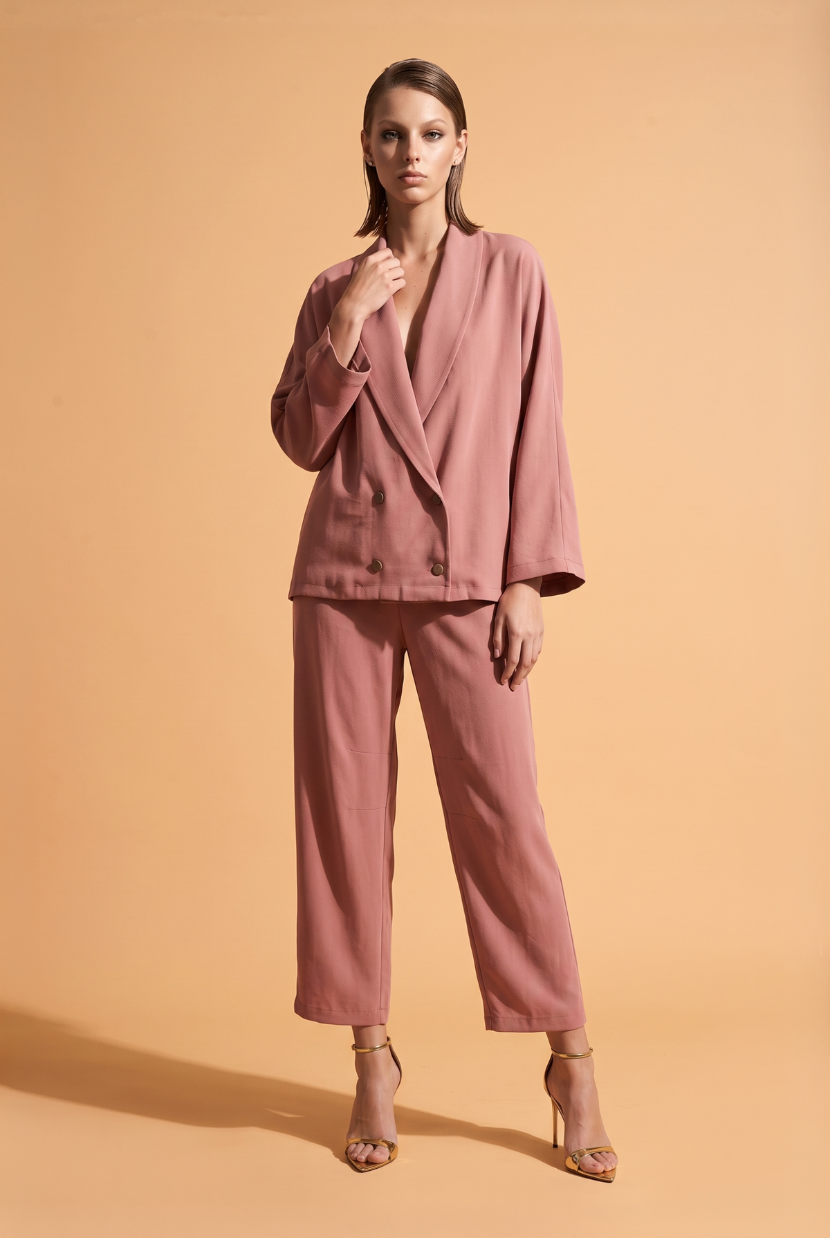 Elasticated Waist Straight-Leg Trousers