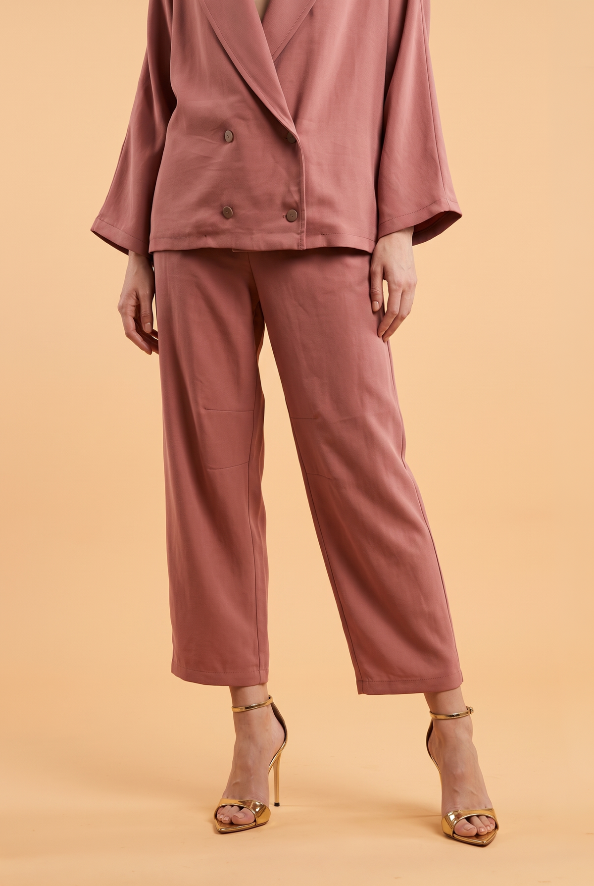Elasticated Waist Straight-Leg Trousers