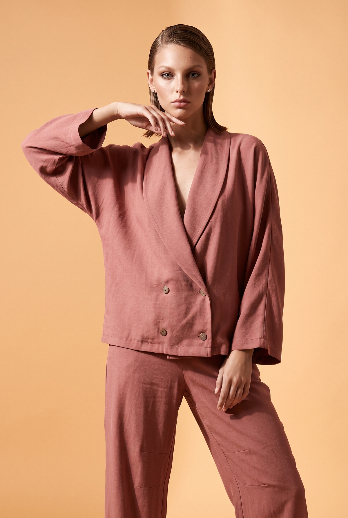 Double-Breasted Shawl Lapel Jacket