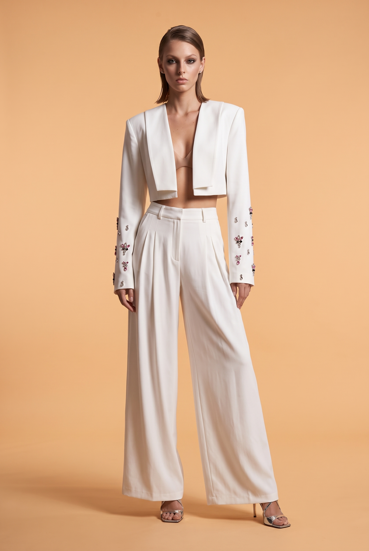 Crystal-Embellished Cropped Jacket