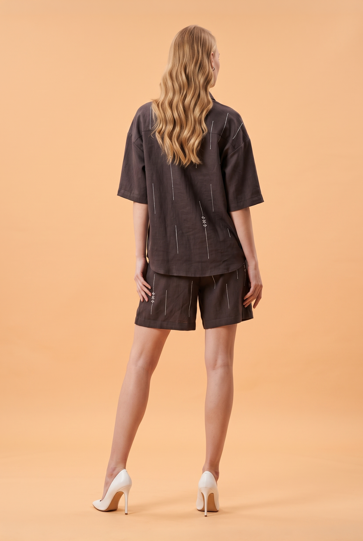 Rhinestone-Embellished Cotton Mini Shorts