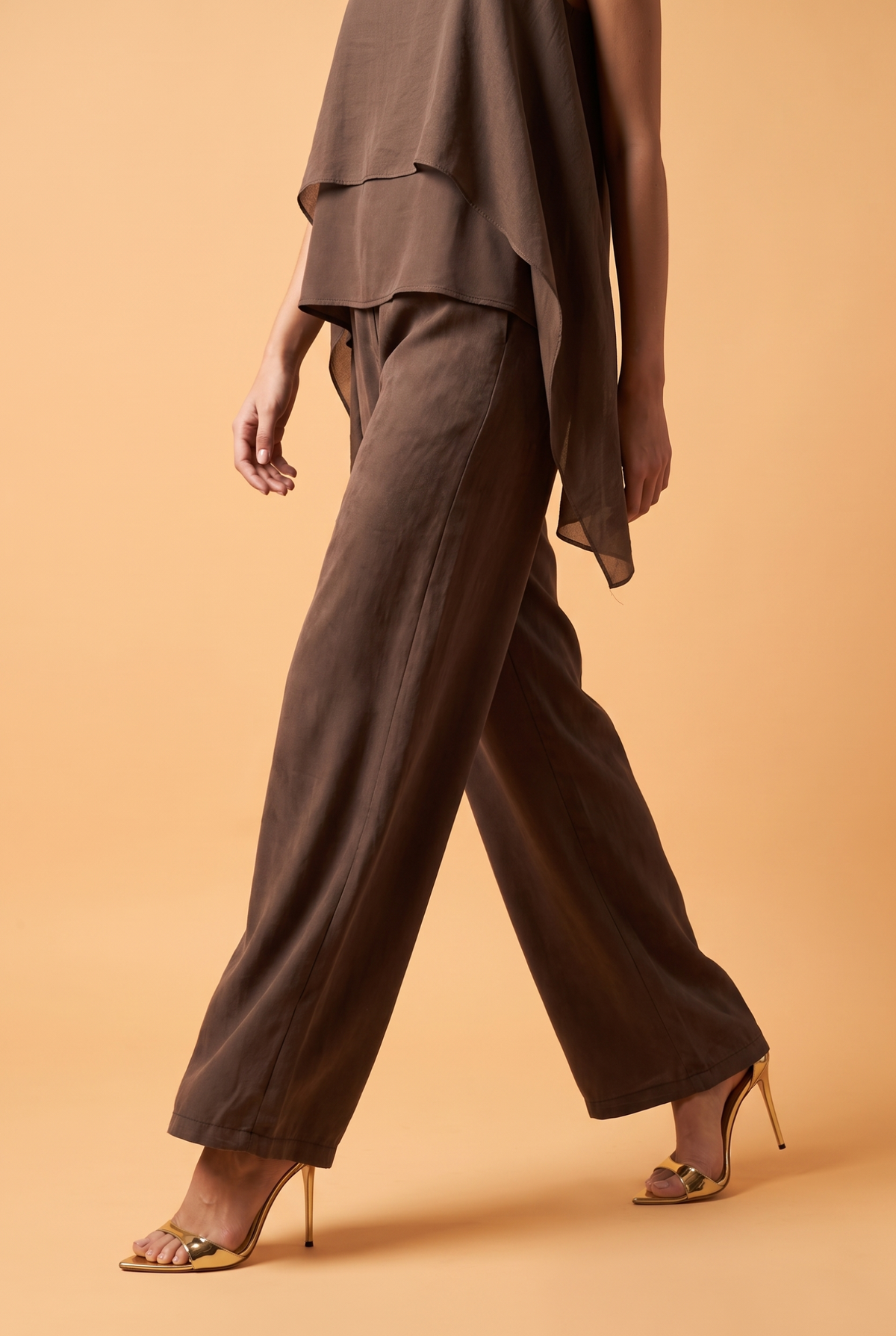 Elasticated Drawstring Wide-Leg Trousers