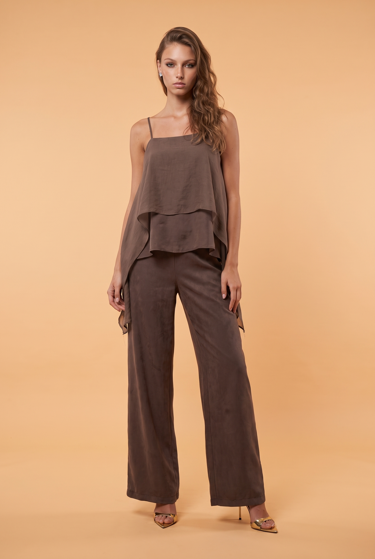 Layered Asymmetric Draped Camisole Top