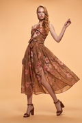 Floral Tie-Front Cutout Maxi Dress