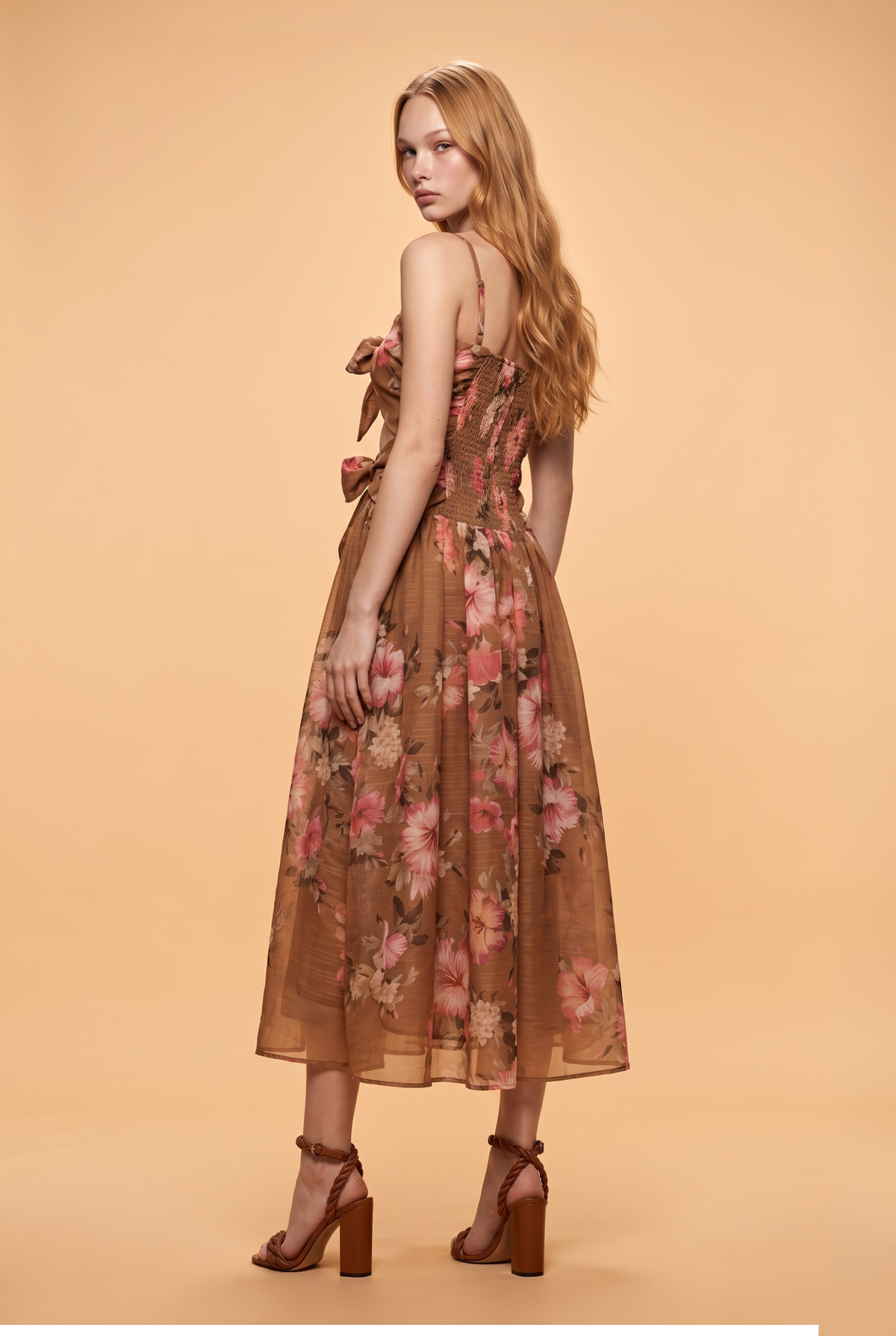 Floral Tie-Front Cutout Maxi Dress