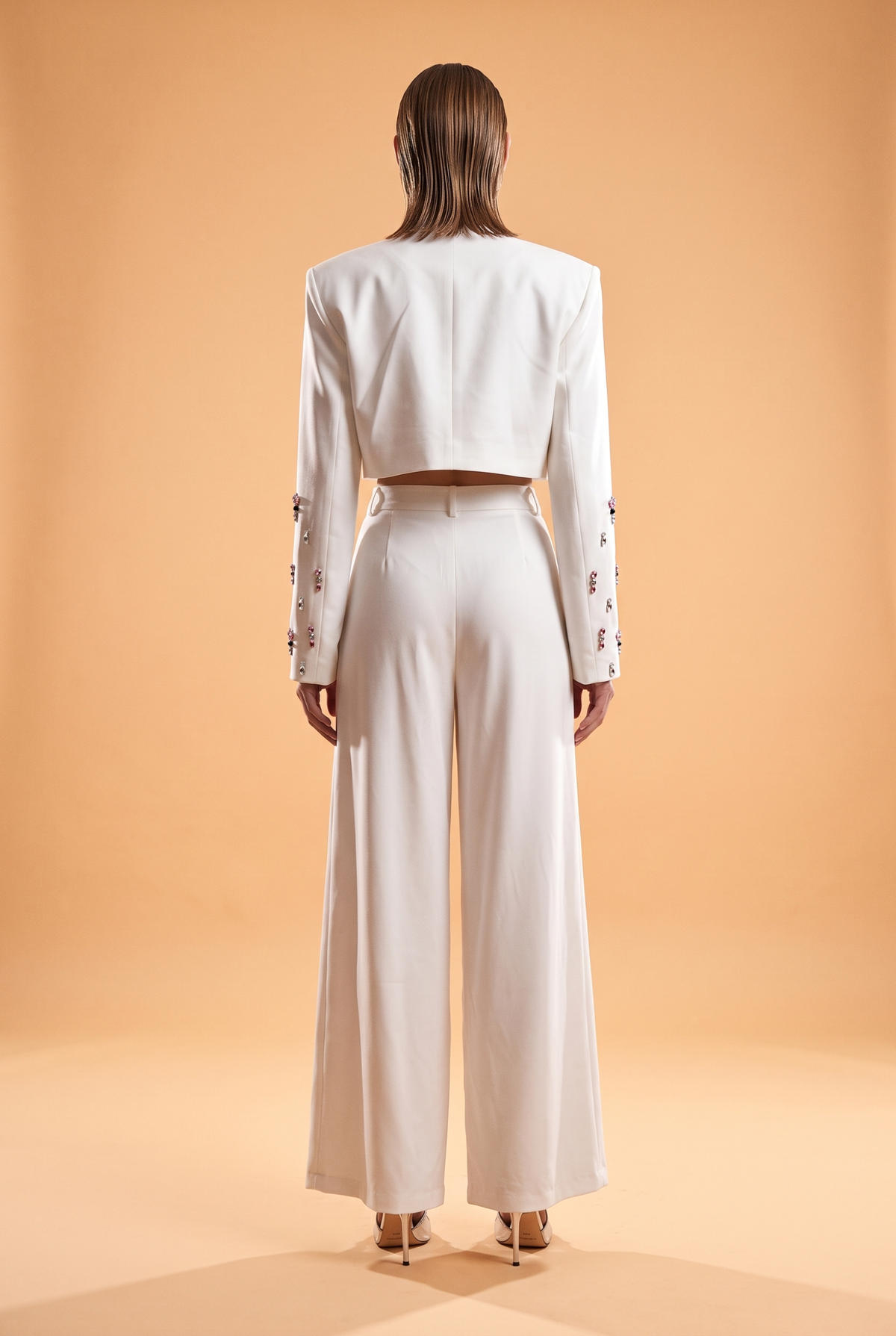 Pleated Wide-Leg Trousers with Belt Accent